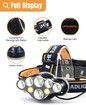 Rechargeable Headlamp,8 LED 18000 High Lumen Bright Head Lamp,Lightweight USB Head Light,8 Mode Waterproof Head Flashlight for Running Hunting Camping Gear,Yellow