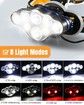 Rechargeable Headlamp,8 LED 18000 High Lumen Bright Head Lamp,Lightweight USB Head Light,8 Mode Waterproof Head Flashlight for Running Hunting Camping Gear,Yellow