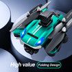 Professional K8 Drone with 4K HD Camera ESC Wifi FPV Optical Flow Obstacle Avoidance Foldable RC Helicopter Color Green