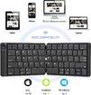 Foldable Bluetooth Keyboard - Portable Wireless Keyboard with Stand Holder, Rechargeable Full Size Ultra Slim Folding Keyboard Compatible IOS Android Windows Smartphone Tablet and Laptop-Black