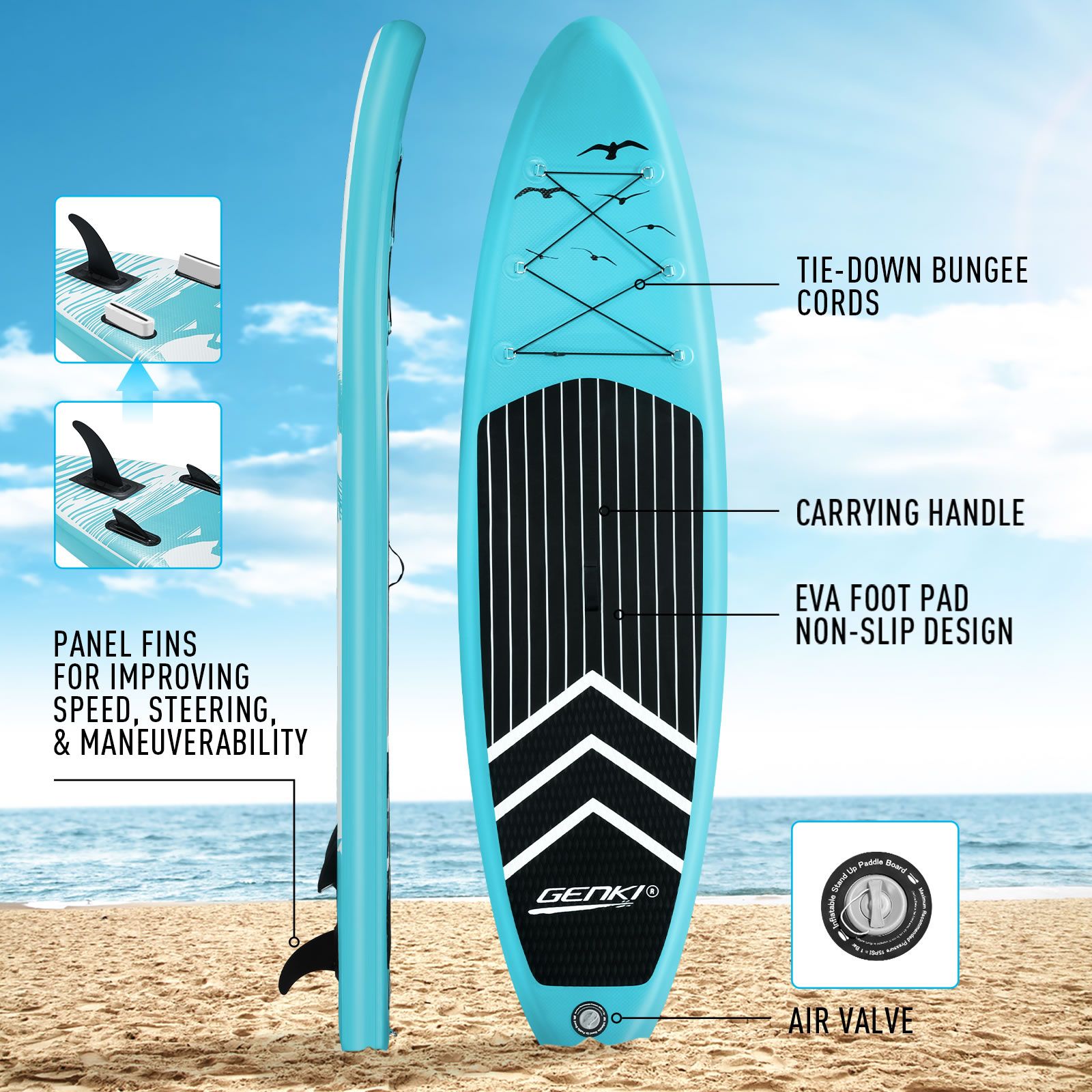 SUP Paddle Board Stand Up Blow Surfing Inflatable Foam Kayak Surfboard