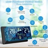 Wireless Weather Station with Outdoor Sensor,  Colour Display, Digital Thermometer, Hygrometer Rain Gauge and Time Display for Indoor and Outdoor Home Office