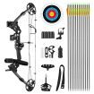 Compound Bow Arrow Set Sports Archery Hunting Target Shooting 20-70lbs Right Handed Adjustable for Beginners Masters Black