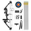 Compound Bow Arrow Set Archery Hunting Sports Equipment Target Shooting 20-55lbs Right Handed for Beginner Master Black