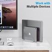 Vertical Laptop Stand,Double Desktop Stand Holder with Adjustable Dock(Up to 17.3 inch),Fits All MacBook/Surface/Samsung/HP/Dell/Chrome Book (Grey)