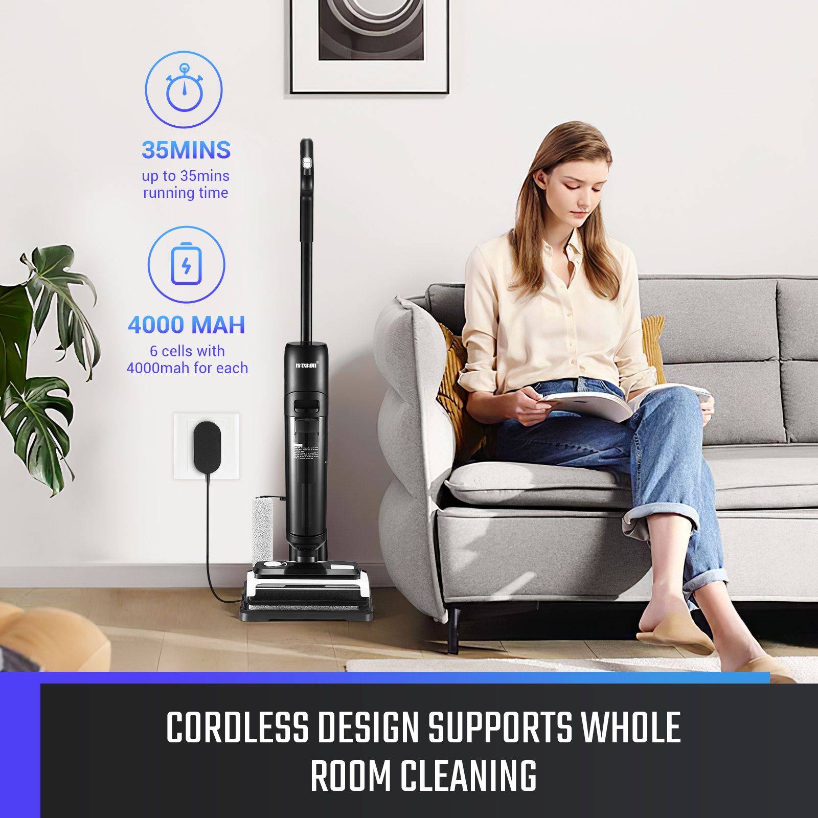 Cordless Vacuum Floor Cleaner Portable Hard Wet Dry Cleaning Machine