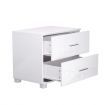 High Gloss Two Drawers Bedside Table Cabinet Lamp Unit - White
