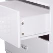 High Gloss Two Drawers Bedside Table Cabinet Lamp Unit - White