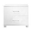 High Gloss Two Drawers Bedside Table Cabinet Lamp Unit - White