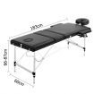 Portable Aluminium 3 Fold Massage Table Chair Bed 60cm - Black