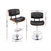 Artiss Wooden Gas Lift Bar Stool - Black and Chrome