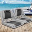Set of 2 Swivel Folding Marine Boat Seats - Grey Charcoal