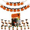48 PCS Halloween Party Decoration with Ghost Skull Pumpkin Flag Cake and Balloon Banner Kit