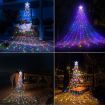Solar LED String Light Fairy Waterfall Christmas Tree Decoration Ornament Star Topper Hanging Strip Indoor Outdoor 350 LEDs 9 Strands 8 Lighting Modes