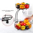 2-Tier Countertop Fruit Vegetables Basket Bowl Storage With Banana Hanger, Black
