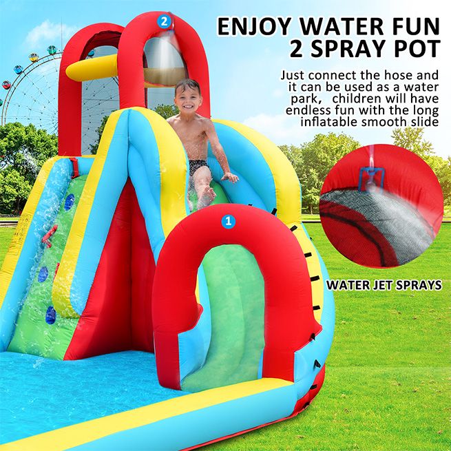 All in One Inflatable Water Park Water Slide Jump Castle Blow Up Pool