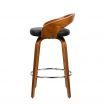 Walnut Wooden Bar Stool Dining Chair with Chrome Footrest