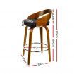 Walnut Wooden Bar Stool Dining Chair with Chrome Footrest