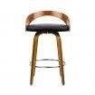 Walnut Wooden Bar Stool Dining Chair with Chrome Footrest