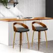 Walnut Wooden Bar Stool Dining Chair with Chrome Footrest