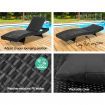 Wicker Rattan Outdoor Sun Lounge Pool Bed Garden Sofa - Black