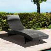 Wicker Rattan Outdoor Sun Lounge Pool Bed Garden Sofa - Black