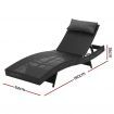 Wicker Rattan Outdoor Sun Lounge Pool Bed Garden Sofa - Black