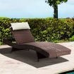 Wicker Rattan Outdoor Sun Lounge Pool Bed Garden Sofa - Brown