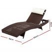 Wicker Rattan Outdoor Sun Lounge Pool Bed Garden Sofa - Brown