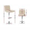 Artiss 2x Leather Bar Stools NOEL Kitchen Chairs Swivel Bar Stool Gas Lift - Beige