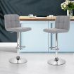 Artiss Set of 2 Fabric Swivel Bar Stools - Grey