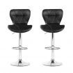 Artiss Set of 2 PU Leather Patterned Bar Stools - Black and Chrome