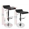Artiss Set of 2 PU Leather Wave Style Bar Stools - Black