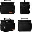 Insulated Lunch Bag for Women/Men - Reusable Lunch Box for Office Work School Picnic Beach - Leakproof Cooler Tote Bag Freezable Lunch Bag with Adjustable Shoulder Strap for Kids/Adult - Black