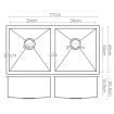 Cefito 77cm x 45cm Stainless Steel Kitchen Sink Under/Top/Flush Mount Black