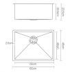Cefito 60cm x 45cm Stainless Steel Kitchen Sink Under/Top/Flush Mount Black