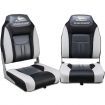 Seamanship Set of 2 Folding Swivel Boat Seats - Grey & Black