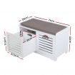 Fabric Shoe Bench with Drawers - White and Grey