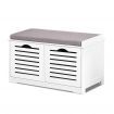 Fabric Shoe Bench with Drawers - White and Grey