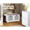 Fabric Shoe Bench with Drawers - White and Grey