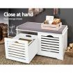 Fabric Shoe Bench with Drawers - White and Grey