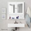 Bathroom Tallboy Storage Cabinet with Mirror - White
