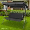 Gardeon Outdoor Furniture Swing Chair Hammock 3 Seater Bench Seat Canopy Black