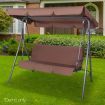 3 Seater Outdoor Canopy Swing Chair - Coffee