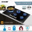 90cm Gas Cooktop 5 Burner Stove Hob Cooker Top Knobs NG LPG Glass Surface Black Maxkon