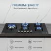 90cm Gas Cooktop 5 Burner Stove Hob Cooker Top Knobs NG LPG Glass Surface Black Maxkon