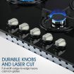 90cm Gas Cooktop 5 Burner Stove Hob Cooker Top Knobs NG LPG Glass Surface Black Maxkon