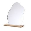 Rregular Asymmetrical Mirror with Stand,Desktop Decor Travel Mirror, Wood Base Home Decorative Mirror for Bedroom