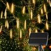 8 Tubes 50cm 288LED Solar Powered Waterproof Snow Falling Lights Meteor Shower Lights Christmas Outdoor Home Patio Wedding Decorations Warm White