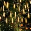 8 Tubes 50cm 288LED Solar Powered Waterproof Snow Falling Lights Meteor Shower Lights Christmas Outdoor Home Patio Wedding Decorations Warm White